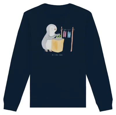 Produktbild von Mr. & Mrs. Panda Rundhals Pullover Pinguin Kerzenziehen Größe S - French Navy - Geschenk, Nachhaltiger, Pulli, Sweatshirt, Deko Basteln, Sweater, Baumwoll