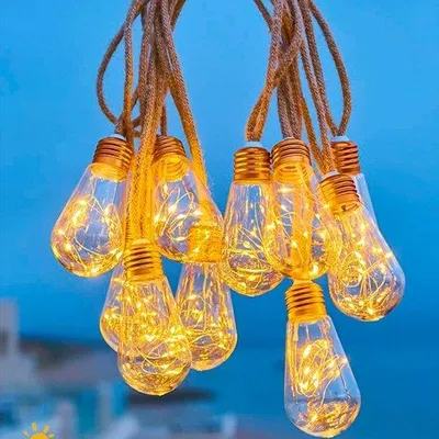 Immagine prodotto di Set di luci solari da esterno, impermeabile, per balconi, giardini e pareti, 16 LED, 8,3 metri, luce bianco caldo
