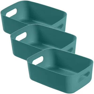 Aufbewahrungsboxen, 3er-Set, Kunststoff, 24,5x17x10 cm, blau