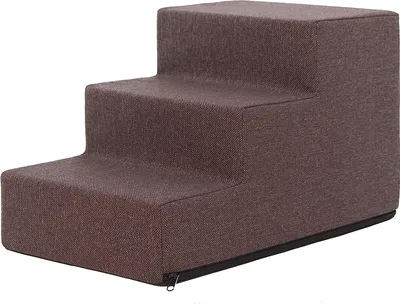 Image de PillowPrim Escalier pour animaux Aide à l'entrée Petits chiens Marches Rampe pour chats 3 marches PetitBrun Hauteur 30 cm