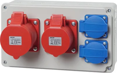 Produktbild von Baustromverteiler Wandverteiler 2x CEE 16A 400V mit 2x 230V Schuko Steckdose Komplett