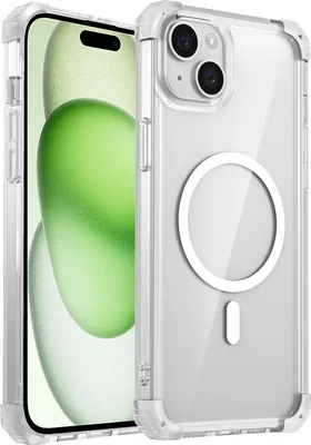 Immagine prodotto di Custodia magnetica per iPhone 14 Plus / 15 Plus compatibile con MagSafe, antiurto, protezione militare custodia trasparente Clear