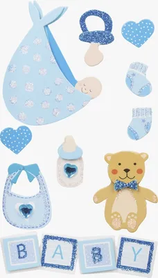 Produktbild von Sticker-Etikett Baby Boy 2 8 Stück bunt Packung mit 6 Stück
