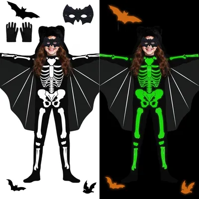 Immagine prodotto di Solidchoice - Costume scheletto che si illumina al buio per bambini, ideale per Halloween e feste