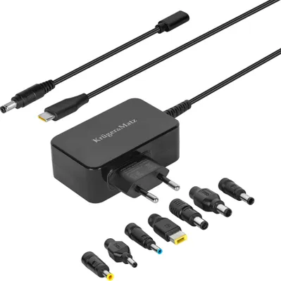 Zdjęcie produktu dla Uniwersalny zasilacz 65W PD USB-C + 7 adapterów Kruger&Matz KM1450-65