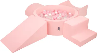 Produktbild von KiddyMoon Spielplatz Aus Schaumstoff Mit 300 Bälle ∅7cm Hindernisläufen Version 5 Rund Bällebad Mit Bunten Bällen Für Babys Und Kinder