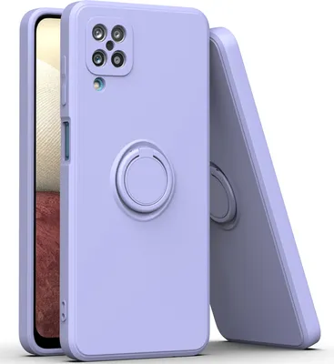 Produktbild von Samsung A12 Handyhülle, Ring Halter Ständer Kratzfeste Weiche Silikon schutzhülle für Samsung Galaxy A12 Violett