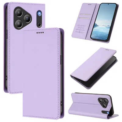 Produktbild von Handyhülle für Blackview Wave 7C, Kunstleder Klapphülle Stoßfeste Magnetische Hülle mit Ständer Violett