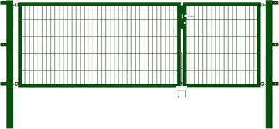 Produktbild von Alberts Doppeltor Flexo mit Zubehör, zum Einbetonieren, grün, Breite 300 cm (100 cm + 200 cm), Höhe 100 cm