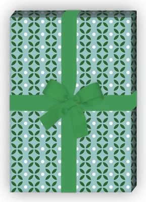 Produktbild von 70er Retro Geschenkpapier Set mit grafischen Vintage Blüten, hellblau - G8381, 32 x 48cm