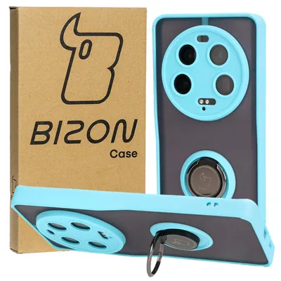 Produktbild von Bizon Case Hybrid Ring Fingerringhülle für Xiaomi 13 Ultra, Rauch mit hellblauem Rahmen
