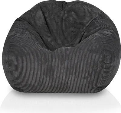 Produktbild von Ecopuf Sakwa, Sitzsack Cord mit Fußstütze, Sitzsack Sessel mit Füllung, Kinder, Dunkelgrau Sz90