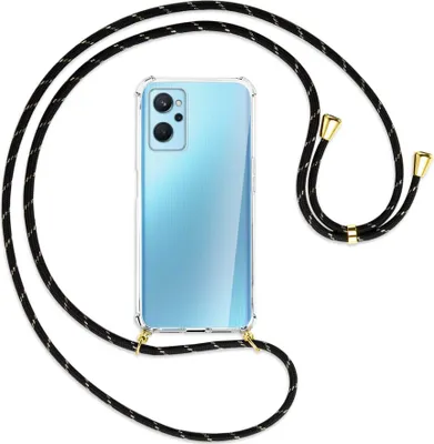 Produktbild von Handykette Backcover-Schutzhülle mit Band (Metall goldfarben) für Realme 9i - schwarz/gold