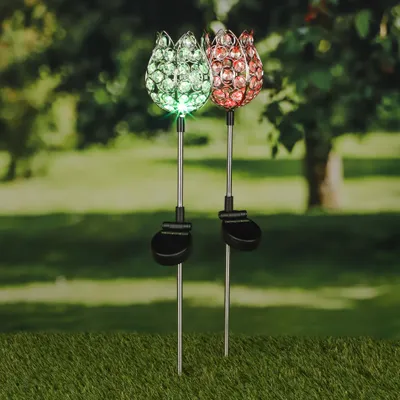 Produktbild von LED Solarstab 'Kristallblume' - farbwechselnde LED - H: 65cm - 2er Set