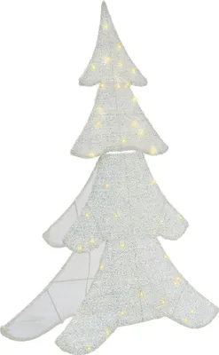 Produktbild von BELIANI Outdoor LED Weihnachtsbeleuchtung Weiß Metall 95 cm Tannenform mit Stromanschluss zum Aufstellen für Innen und Außen Deko Adventsdekoration