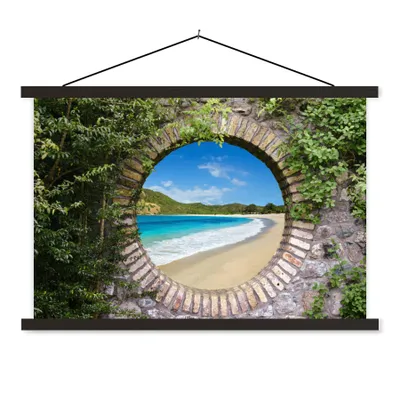 Produktbild von MuchoWow® Textilposter Strand - Meer - Blick 120x80 cm mit schwarzem Rahmen - Wanddeko