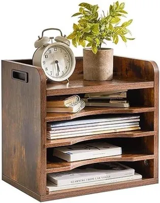 Immagine prodotto di Organizer da ufficio in legno con ripiani regolabili in stile rustico