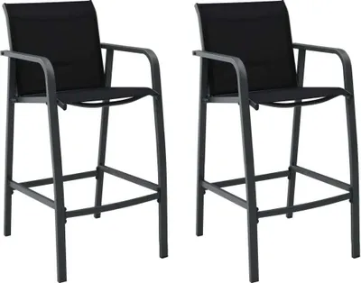 Image de Chaises de bar de jardin lot de 2 Noir Textilène