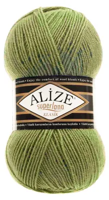 Alize Superlana Klasik unifarben 100g Strickgarn Strickwolle 25% Wolle, 11 bambusgrün