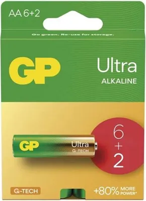 Obrázok produktu pre Bateria jednorazowa alkaliczna, paluszek, AA, 1.5V, GP, blistr, 8-pack, ULTRA
