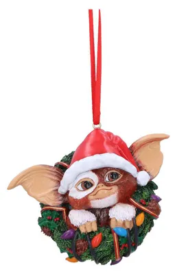 Productafbeelding van Gremlins-figuur Gizmo met kerstkrans als kerstdecoratie, 10 cm