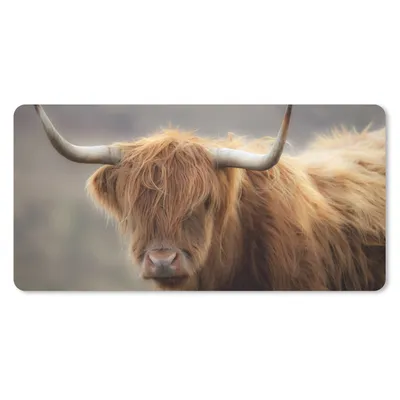 Produktbild von MuchoWow® Schreibtischunterlage Schottischer Highlander - Hörner - Haare 80x40 cm - XXL Mauspad - Gaming Mauspad