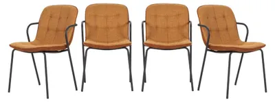 Image de CALICOSY - Lot de 4 Chaises en tissu avec pieds en métal H81 cm - ZÉLIE