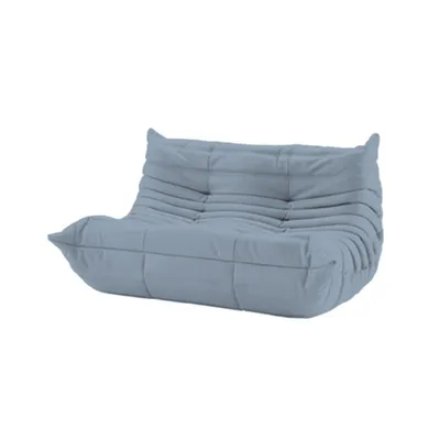 A light blue sofa is shown against a white background.