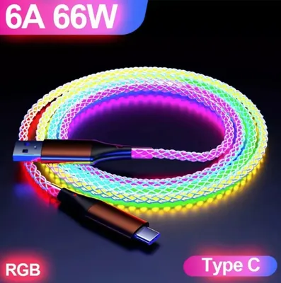 Produktbild von USB-C LED RGB Kabel Schnellladekabel Typ-C Ladekabel für Samsung Xiaomi Handy 1m