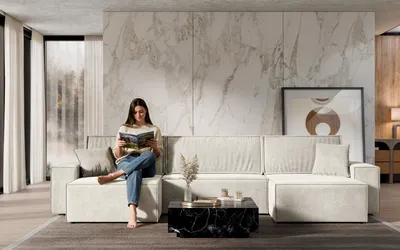 Obrázek produktu pro FurMeb24 Rohová pohovka s rozkládací funkcí a úložným prostorem CLOUD U 372 cm × 132 cm × 83 cm Látka Prime 03