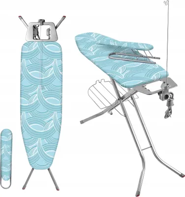 Produktbild von Bügelbrett/Bügeltisch - 120 x 38 cm - Breite Bügelfläche - Mit Bügeleisenablage - Ärmelbrett Inklusive - Blau