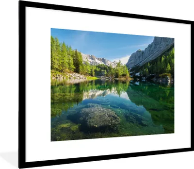 Produktbild von MuchoWow® Gerahmtes Poster Wasser - Berge - Felsen 80x60 cm - Poster mit Schwarzem Bilderrahmen Wandposter Rahmen Foto Bilder - Schlafzimmer-Dekorationen - Fotoposter