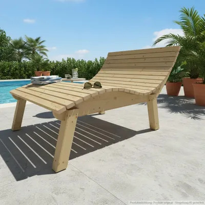 Produktbild von Holzliege Wellenliege Gartenliege Relaxliege "Liege-Franzi" (Fichte) Breite 140cm Einstiegshöhe 60cm mit Füßen