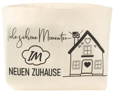 Leinen-Broodmand 38x21x16,5 cm mit Haus-Motiv, wiederverwendbar