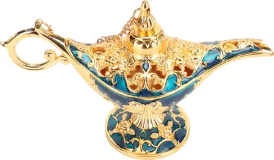 Immagine prodotto di Lampada Magic Genie squisito motivo in lega colorato e accattivante per camera da letto ufficio oro+blu 4.7in