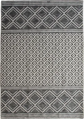 Zdjęcie produktu dla Dywan z polipropylenu i bawełny w krzyżowy wzór, 120 x 170 cm, szary