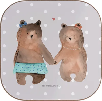 Produktbild von Mr. & Mrs. Panda Flaschenuntersetzer Bär Freundin - Grau Pastell - Geschenk, Tischschoner, Untersetzer für Gläser, Tasse, gläseruntersetzer, Teddy, Design, Coaster