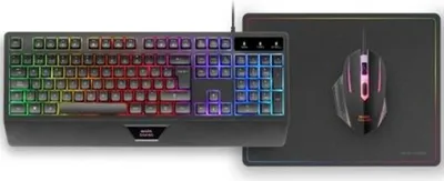 A gaming keyboard and mouse set on a white background.