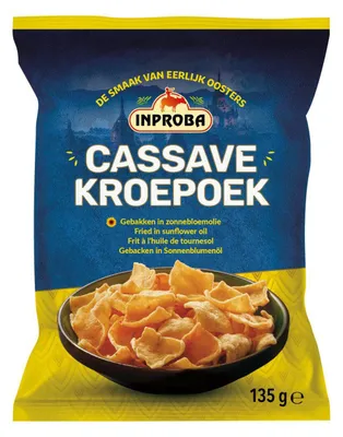 Produktbild von Inproba Cassave Kroepoek, knusprig gebacken in Sonnenblumenöl, 135 g