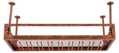 Productafbeelding van Wijnrek, verstelbare hoogte van 35 cm tot 55 cm, draagvermogen van 50 kg, industriële vintage-stijl, gemaakt van hoogwaardig ijzer, voorzien van vier ophangstangen