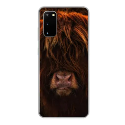 Produktbild von MuchoWow® Handyhülle Schutzhülle Hülle für Samsung Galaxy S20 Schottischer Highlander - Kuh - Schwarz - Porträt Silikon Softcase Handy Hülle - Bild