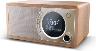 Produktbild von Sharp DR-450 (BR) DAB, DAB+ Digitalradio, Bluetooth, FM Radio, Alarm-/Schlaf und Snooze-Funktion, Holzoptik, Braun