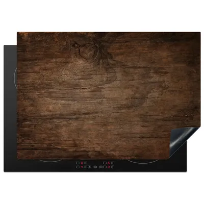 Obrázek produktu pro KitchenYeah® Kryt na sporák vzhled dřeva - hnědý - průmyslový, 75x52cm, dekorace do kuchyně, keramický kryt na sporák, krycí deska na varnou desku