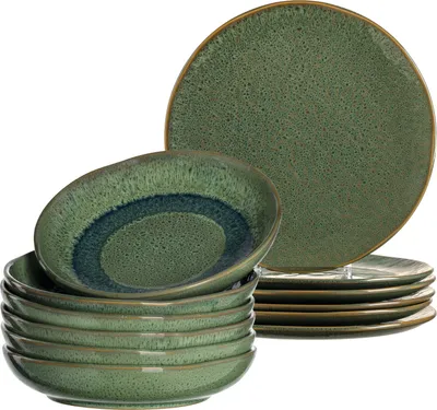 Produktbild von LEONARDO Keramikgeschirr-Set Matera 12tlg. grün, 026046