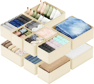 Produktbild von STUNQ® 3-teilige Schubladen-Organizer für Kleidung, Kinderzimmer & Schrank, Aufbewahrungsboxen