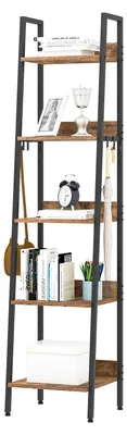 Immagine prodotto di Scaffale portaoggetti per magazzino con 5 ripiani e 4 ganci | Colore: nero | Dimensioni: 40x36x170 cm