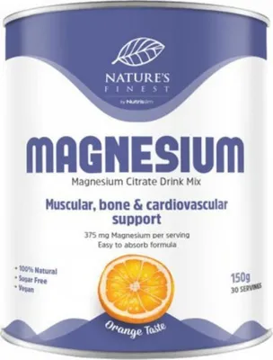 Produktbild von Magnesium Citrate Pulver (375mg) mit B-Komplex, Hochdosiert, Vegan - Nature's Finest - 150 g