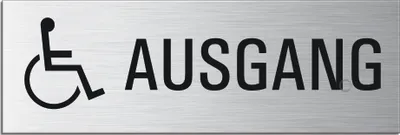 Produktbild von Schild - Ausgang Behinderte | Türschild 240 x 80 mm Aluminium selbstklebend