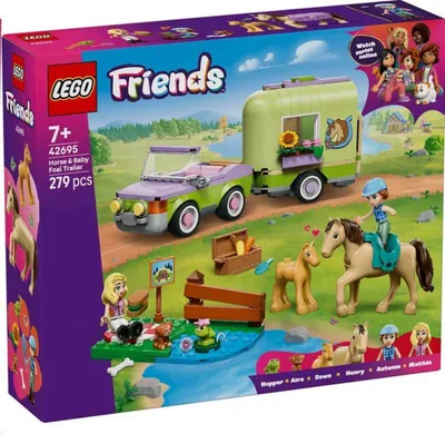 Obrázek produktu pro LEGO® Friends kůň a hříbě s přívěsem pro koně 42695