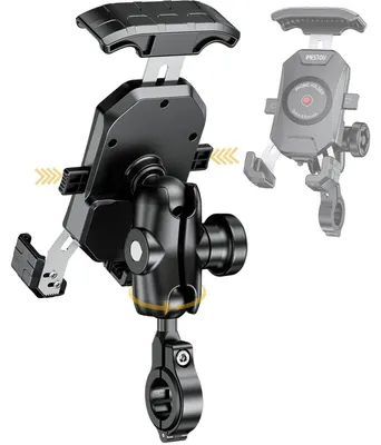Obrázek produktu pro Držák na mobil pro motocykl, hliník, kulová hlava 1", 360° otáčení, pro smartphony o velikosti 4,0-7,0 palců, dvojitá ramena, ochrana proti krádeži